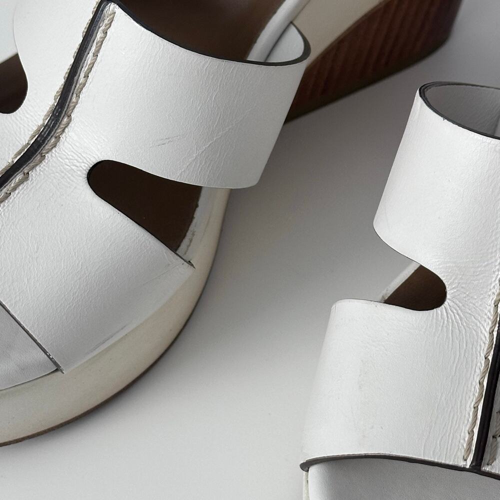 HERMÈS Opaline Leather Slingback Sandals - White, Brown - Picture 9 of 11